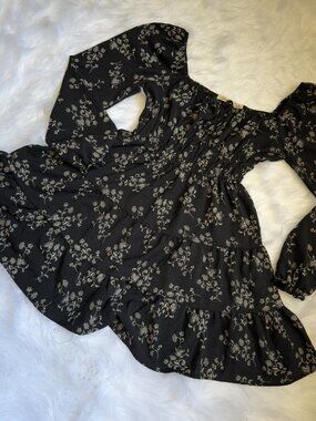5/$25 - Liberty Love Floral Mini Dress M Cottagecore Coquette Tiered JUNIORS